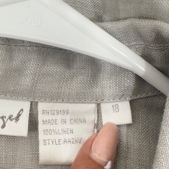 Epiegel Womens Silver Linen Button-Down Blazer Jacket Size 18 Lightweight With P - Picture 4 of 14